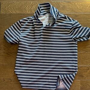 Old Navy Navy and White Striped Polo Shirt